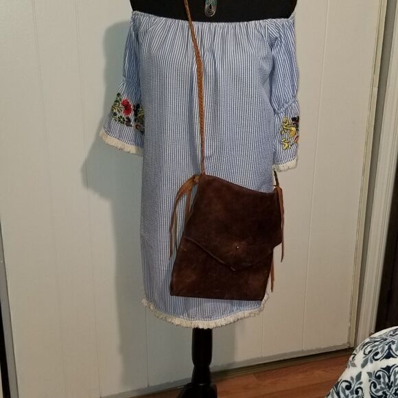 Boho Rebellion company Embroidered Striped short Dress small - Picture 7 of 9